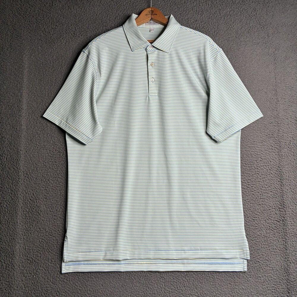 Peter Millar Polo Mens Large Lightweight Striped Crown Sport Summer Comfort